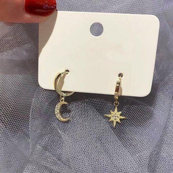 korea new fashion temperament six-pointed star asymmetric dangle earrings personality wild zircon stars moon daily accessories, Silver
korea new fashion temperament six-pointed star asymmetric dangle earrings personality wild zircon stars moon daily accessories, Silver