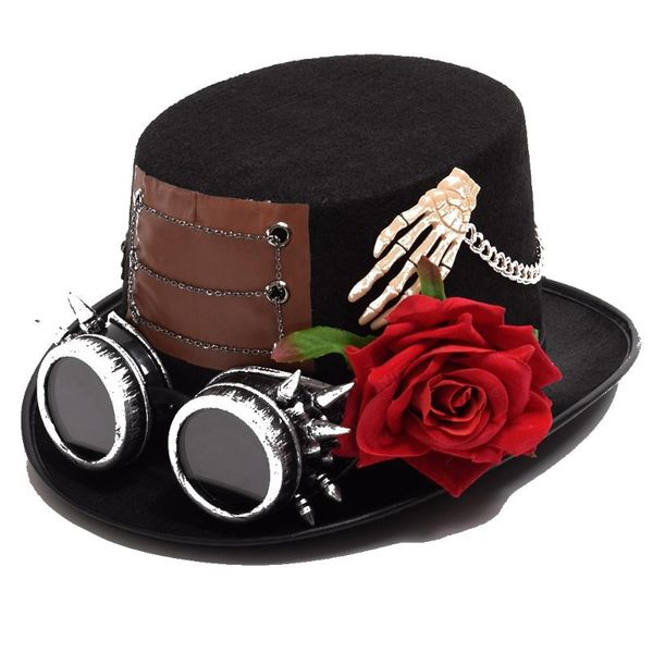 party masks steampunk fedora hat vintage women man gothic punk style goggles rose headwear cosplay billycock groom
party masks steampunk fedora hat vintage women man gothic punk style goggles rose headwear cosplay billycock groom