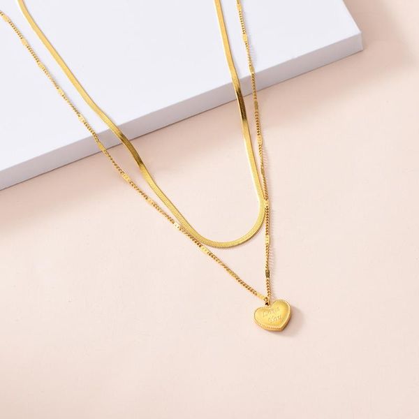 gold color love pendant fashion titanium steel double layer snake bone necklace love you necklace for women, Silver
gold color love pendant fashion titanium steel double layer snake bone necklace love you necklace for women, Silver