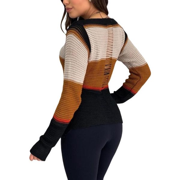 women sweater color block hollow out stylish long sleeve fashion knitwear lady pullover stripe print comfortable soft, White;black
women sweater color block hollow out stylish long sleeve fashion knitwear lady pullover stripe print comfortable soft, White;black