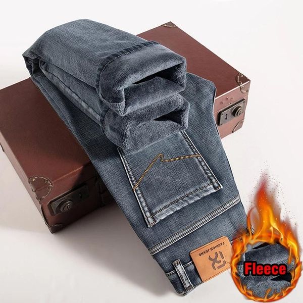 men's jeans winter men fleece warm classic style business casual regular fit thicken stretch denim pants male brand trousers, Blue
men's jeans winter men fleece warm classic style business casual regular fit thicken stretch denim pants male brand trousers, Blue