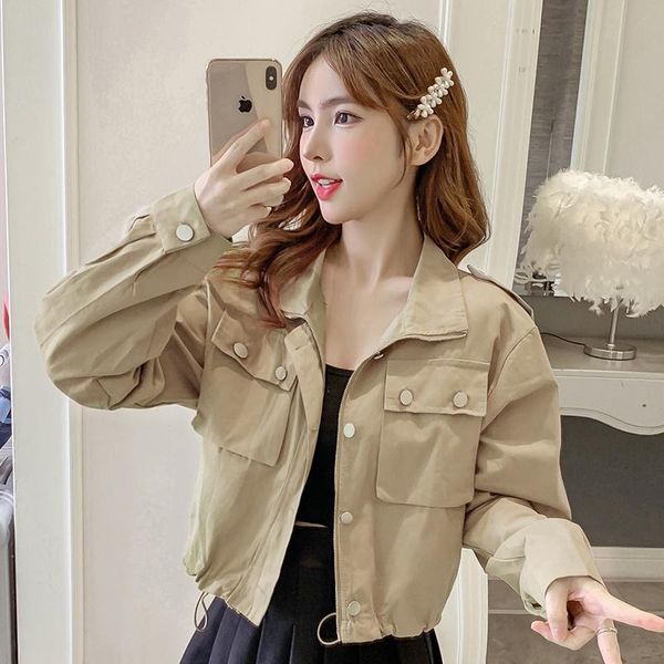 women's jackets women loose turn-down collar korean vintage short basic solid color single breasted coats autumn female outwear w587, Black;brown
women's jackets women loose turn-down collar korean vintage short basic solid color single breasted coats autumn female outwear w587, Black;brown