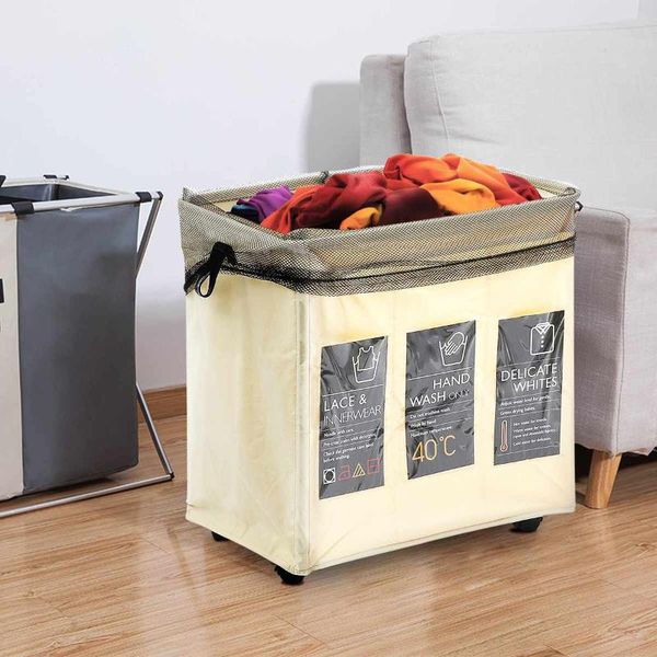 laundry bags 3 grids foldable dirty basket with caster wheels portable clothes organizer storage high capacity
laundry bags 3 grids foldable dirty basket with caster wheels portable clothes organizer storage high capacity