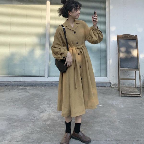 women's trench coats jacket korean version windbreaker dress 2021 loose casual temperament goddess long over-the-knee skirt coat, Tan;black
women's trench coats jacket korean version windbreaker dress 2021 loose casual temperament goddess long over-the-knee skirt coat, Tan;black