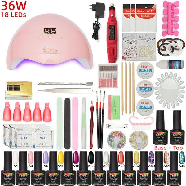 nail art kits essff set 36w led lamp for manicure 12 pcs gel polish kit soak off varnish dryer machine tool
nail art kits essff set 36w led lamp for manicure 12 pcs gel polish kit soak off varnish dryer machine tool