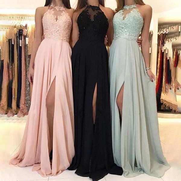 casual dresses lace chrocet chiffon halter women's dress spit hight waist maxi women 2021 year party solid elegant clothes female, Black;gray
casual dresses lace chrocet chiffon halter women's dress spit hight waist maxi women 2021 year party solid elegant clothes female, Black;gray