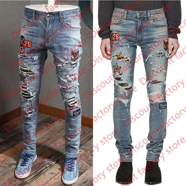 patches destroyed white jeans damage hole wash pencil leg slim denim cotton jeans men's nice quality, Blue
patches destroyed white jeans damage hole wash pencil leg slim denim cotton jeans men's nice quality, Blue
