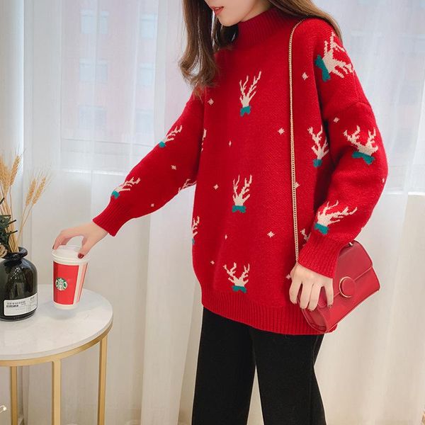 women's sweaters half turtleneck sweater christmas gift cute girl pullover fashion long-sleeved knitted matching clothing, White;black
women's sweaters half turtleneck sweater christmas gift cute girl pullover fashion long-sleeved knitted matching clothing, White;black