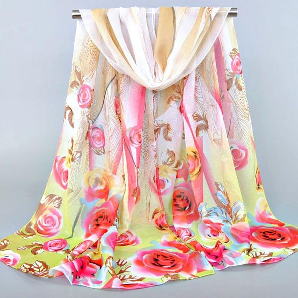 manufacturers wholesale scarves for women fashion printed chiffon scarves hangzhou joker silk chiffon xq270 autumn, Blue;gray