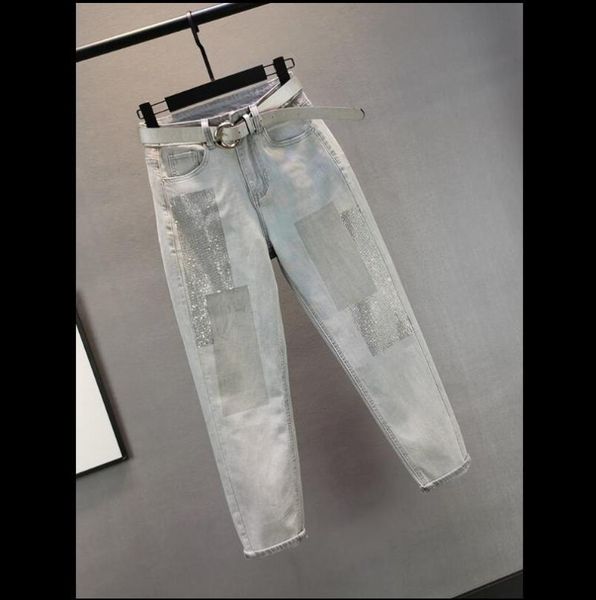 women's jeans retro female 2021 spring summer high waist rhinestones drilled loose casual pants women slim denim, Blue
women's jeans retro female 2021 spring summer high waist rhinestones drilled loose casual pants women slim denim, Blue