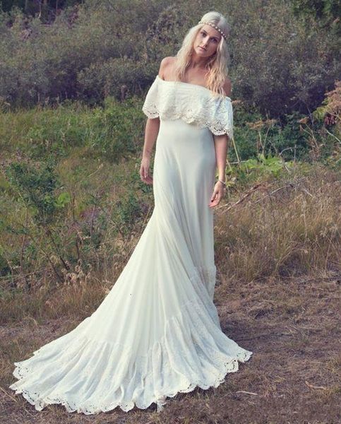 2021 new country vintage romantic beach lace wedding es off shoulder backless chiffon summer boho pregnant bridal gowns 16rf, White
2021 new country vintage romantic beach lace wedding es off shoulder backless chiffon summer boho pregnant bridal gowns 16rf, White