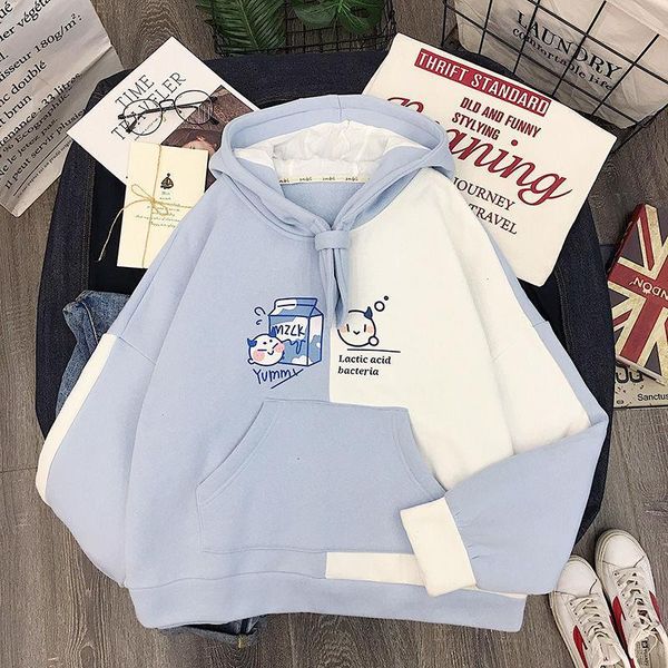 new autumn and winter female students plus velvet cute printed letters cartoon casual loose color matching pullover women, Black
new autumn and winter female students plus velvet cute printed letters cartoon casual loose color matching pullover women, Black