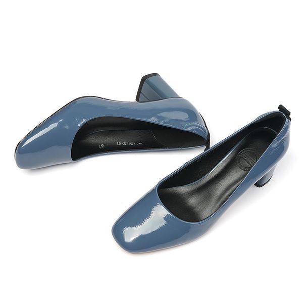 Womens genuine leather thick high heel sip-on pumps round toe elegant ladies OL style daily dress shoes soft comfortable heels, Blue
Womens genuine leather thick high heel sip-on pumps round toe elegant ladies OL style daily dress shoes soft comfortable heels, Blue