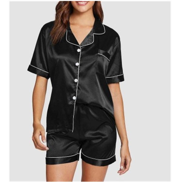 womens imitate silk sleepwear fashion trend short sleeve cardigan buttons shorts sets pajamas female summer new elasticity home clothes, Black;red
womens imitate silk sleepwear fashion trend short sleeve cardigan buttons shorts sets pajamas female summer new elasticity home clothes, Black;red