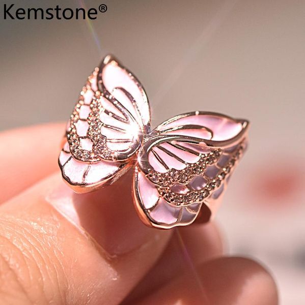 cluster rings kemstone pink butterfly enamel zircon rose gold color copper ring for women female 's jewelry gift, Golden;silver
cluster rings kemstone pink butterfly enamel zircon rose gold color copper ring for women female 's jewelry gift, Golden;silver