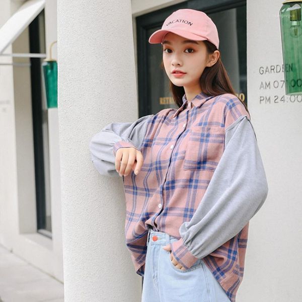 women's blouses & shirts aiyanga 2021 spring autumn women oversize cotton plaid blouse patchwork long sleeve female loose casual street, White
women's blouses & shirts aiyanga 2021 spring autumn women oversize cotton plaid blouse patchwork long sleeve female loose casual street, White