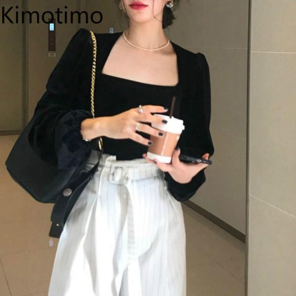 women's blouses & shirts women long puff sleeve vintage black retro simple elegant korean chic velour slim basic casual 2021, White
women's blouses & shirts women long puff sleeve vintage black retro simple elegant korean chic velour slim basic casual 2021, White