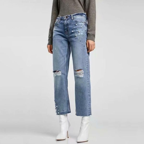 women's pants & capris vintage blue denim women autumn jeans beads high street holes slim fashion trousers straight casual female, Black;white
women's pants & capris vintage blue denim women autumn jeans beads high street holes slim fashion trousers straight casual female, Black;white