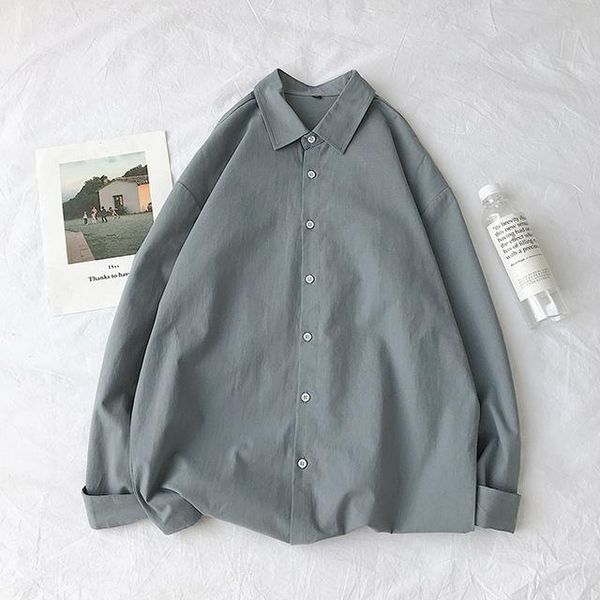 fashion men's white shirt long sleeve pink khaki black casual shirt social button loose autumn new, White;black
fashion men's white shirt long sleeve pink khaki black casual shirt social button loose autumn new, White;black