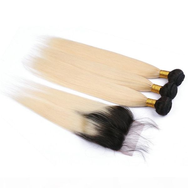 #1b 613 dark root blonde ombre brazilian virgin human hair bundles with closure straight ombre blonde 4x4 lace front closure with weaves, Black
#1b 613 dark root blonde ombre brazilian virgin human hair bundles with closure straight ombre blonde 4x4 lace front closure with weaves, Black