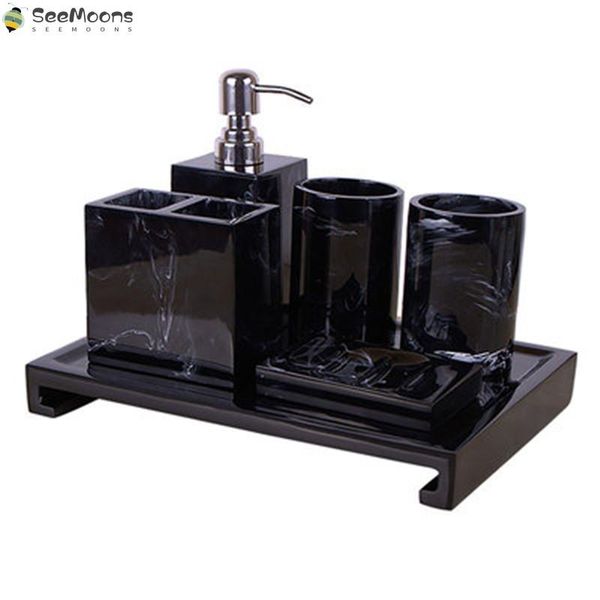 bath accessory set black marble pattern tray resin bathroom toothbrush holder soap dispenser dish men's accessories home deco
bath accessory set black marble pattern tray resin bathroom toothbrush holder soap dispenser dish men's accessories home deco