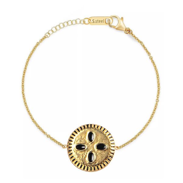 charm bracelets vintage stainlesss steel round for women black enamel gold chain on hand pulseras mujer wholesale, Golden;silver
charm bracelets vintage stainlesss steel round for women black enamel gold chain on hand pulseras mujer wholesale, Golden;silver
