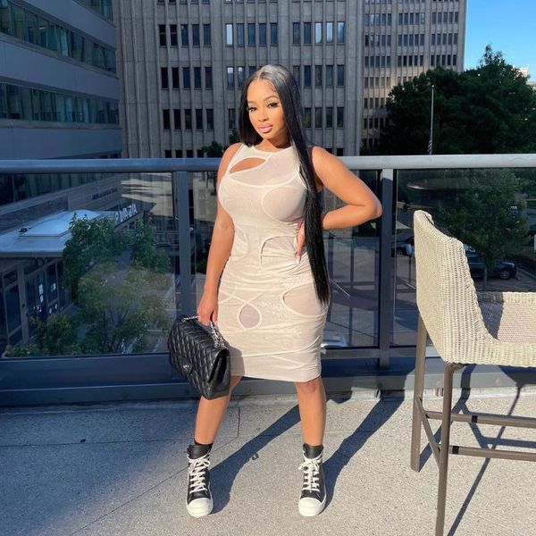 casual dresses 2021 design mesh dress solid bandage o-neck sleeveless summer club midi vestidos, Black;gray
casual dresses 2021 design mesh dress solid bandage o-neck sleeveless summer club midi vestidos, Black;gray