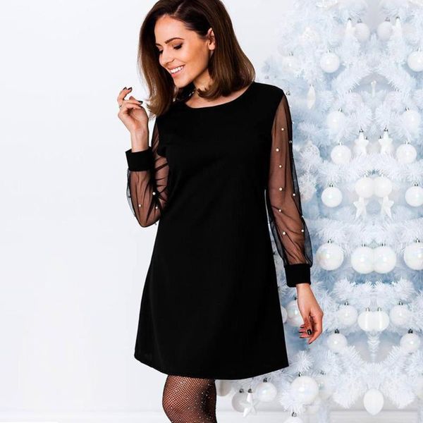 casual dresses women mini summer dress elegant pearl beading mesh long sleeve o-neck a-line party vintage black/red vestidos, Black;gray
casual dresses women mini summer dress elegant pearl beading mesh long sleeve o-neck a-line party vintage black/red vestidos, Black;gray