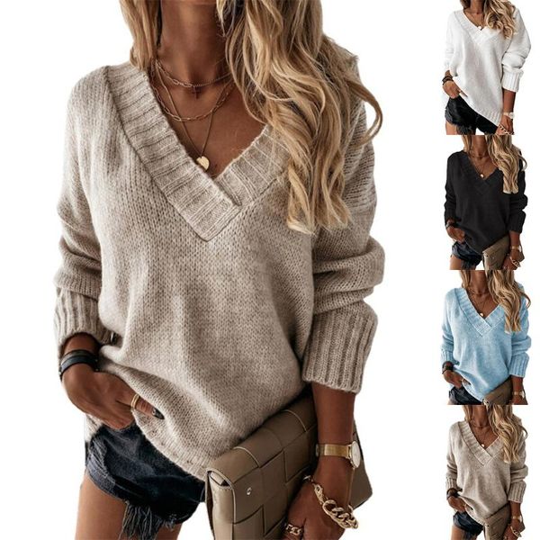 women's sweaters women loose fitted long sleeve casual v neck sweater warm jumper plain pullover, White;black
women's sweaters women loose fitted long sleeve casual v neck sweater warm jumper plain pullover, White;black