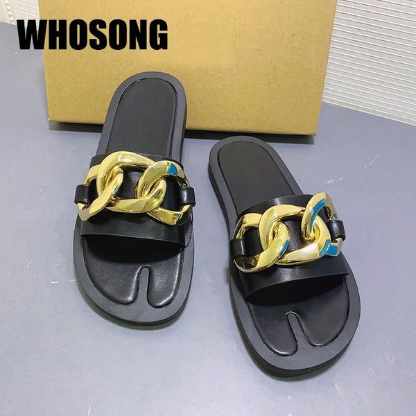 slippers summer women woman chain flats girls beach slides ladies outside shoes female real leather brand mules zapatos de mujer, Black
slippers summer women woman chain flats girls beach slides ladies outside shoes female real leather brand mules zapatos de mujer, Black