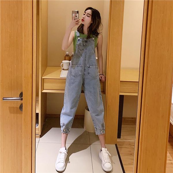 women's jeans zosol multi-pockets design loose-fit versatile students hong kong style cowboy suspender pants summer capri, Blue
women's jeans zosol multi-pockets design loose-fit versatile students hong kong style cowboy suspender pants summer capri, Blue