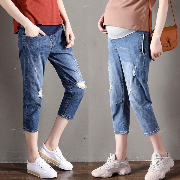 maternity bottoms 7/10 length jeans summer thin plus size pregnant women high waist belly pants casual fashion clothes for pregnancy, White 
maternity bottoms 7/10 length jeans summer thin plus size pregnant women high waist belly pants casual fashion clothes for pregnancy, White