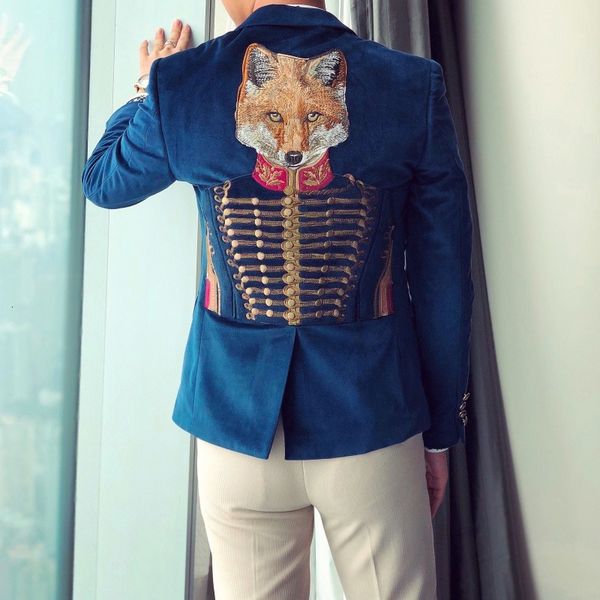 men's suits & blazers embroidery luxury brand veet men's jacket royal blue gold necklace royal wedding blue slim party suit, White;black
men's suits & blazers embroidery luxury brand veet men's jacket royal blue gold necklace royal wedding blue slim party suit, White;black