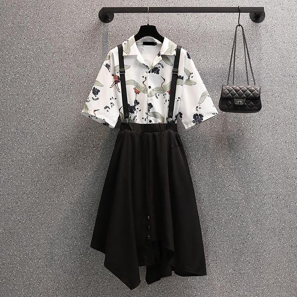 plus size tracksuits 2021 summer two piece set fashion ladies outfits women temperament print short sleeve shirt + strap skirt suits, Black
plus size tracksuits 2021 summer two piece set fashion ladies outfits women temperament print short sleeve shirt + strap skirt suits, Black