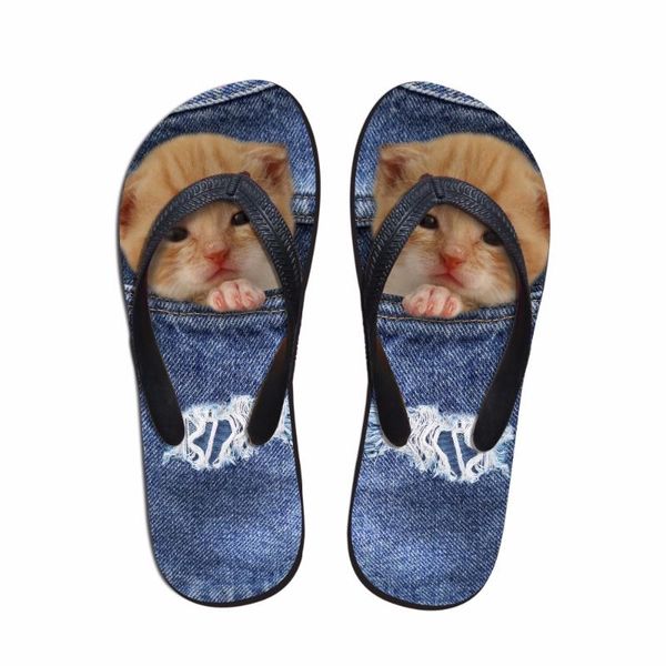 slippers noisydesigns women flop flops 3d kawaii dog print girls beach sandals platform shoes summer ladies women's flip-flops, Black