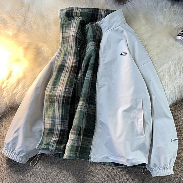men's jackets autumn jacket men korea style reversible plaid fashion clothing stand collar zipper cotton casual jaqueta masculina, Black;brown
men's jackets autumn jacket men korea style reversible plaid fashion clothing stand collar zipper cotton casual jaqueta masculina, Black;brown