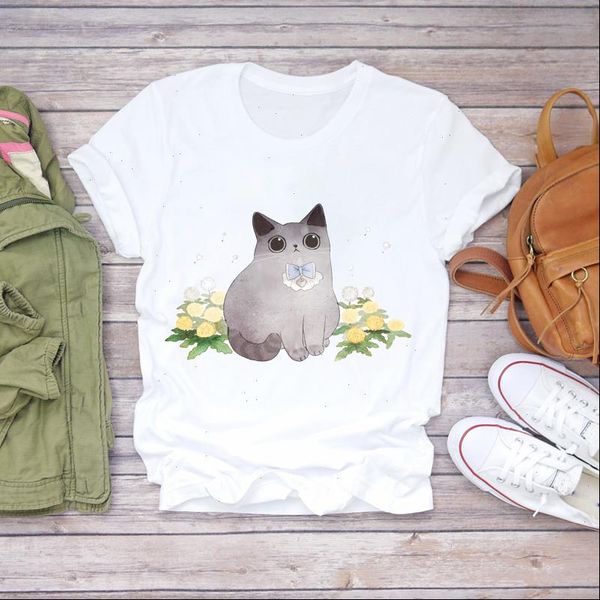 women cat cartoon flower pet trend kawaii 90s animal fashion print lady t shirts womens graphic t shirt female tee t, White
women cat cartoon flower pet trend kawaii 90s animal fashion print lady t shirts womens graphic t shirt female tee t, White