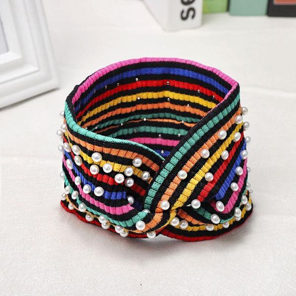 bohemian women girl sports wide headband rainbow colorful stripes cross knot hairband imitation pearl beaded styling knit turban
bohemian women girl sports wide headband rainbow colorful stripes cross knot hairband imitation pearl beaded styling knit turban