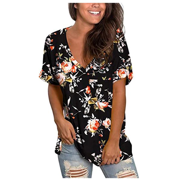summer omen t-shirts fashion casual losse v-neck flower printed tee blouse footwear, White
summer omen t-shirts fashion casual losse v-neck flower printed tee blouse footwear, White