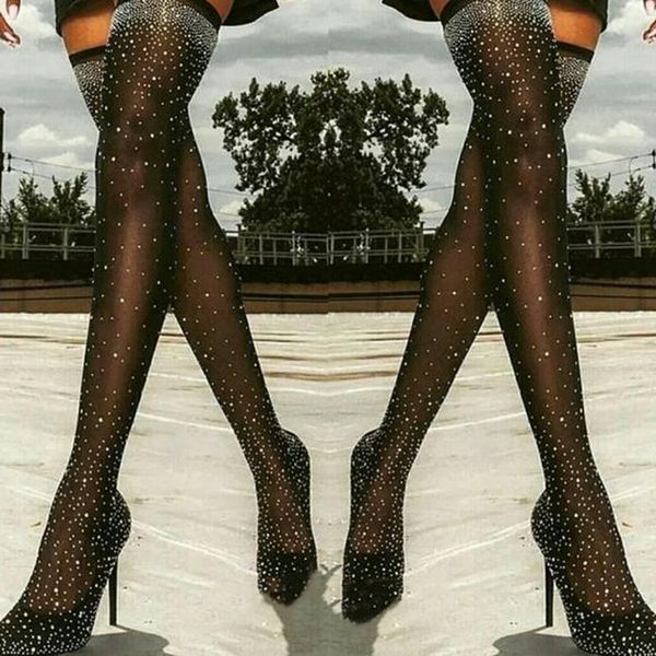 boots women summer over the knee rhinestone sandals crystal thight long thigh high ladies sock elastic heels, Black
boots women summer over the knee rhinestone sandals crystal thight long thigh high ladies sock elastic heels, Black