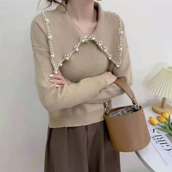 women's sweaters western style long-sleeved sweater women autumn and winter wear 2021 korean loose beaded knit all-match pullover top, White;black
women's sweaters western style long-sleeved sweater women autumn and winter wear 2021 korean loose beaded knit all-match pullover top, White;black