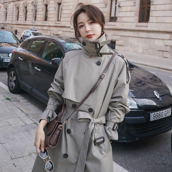 women's trench coats loose women coat double-breasted belted lady cloak windbreaker spring fall outerwear female korean style, Tan;black
women's trench coats loose women coat double-breasted belted lady cloak windbreaker spring fall outerwear female korean style, Tan;black