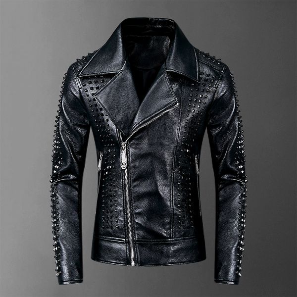 designers rivets pu jackets men black slim turn-down neck zipper full streetwear motorcycle faux leather coats casacas para hom, Black;brown
designers rivets pu jackets men black slim turn-down neck zipper full streetwear motorcycle faux leather coats casacas para hom, Black;brown
