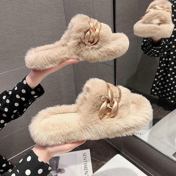 slippers fashion women's shoes autumn design chain plush women winter home warm comfortable flat furry slides, Black
slippers fashion women's shoes autumn design chain plush women winter home warm comfortable flat furry slides, Black