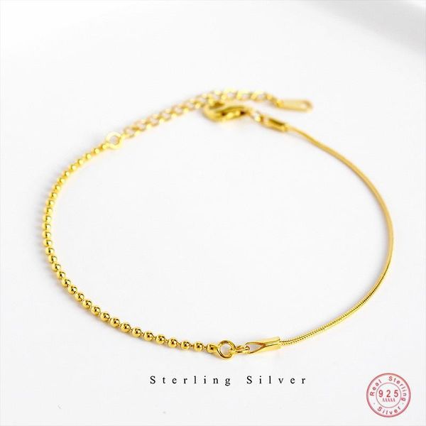 link, chain 925 sterling silver simple round beads snake bone stitching bracelet women fashion creative party jewelry accessories, Black
link, chain 925 sterling silver simple round beads snake bone stitching bracelet women fashion creative party jewelry accessories, Black