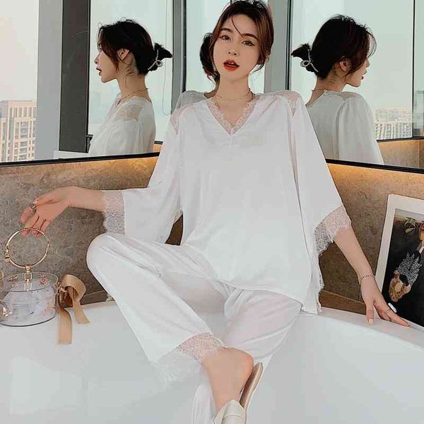 women's sleepwear v-neck white pajamas suit women lace nightwear 2pcs shirt&pant casual loose sleep set spring summer home cl, Black;red
women's sleepwear v-neck white pajamas suit women lace nightwear 2pcs shirt&pant casual loose sleep set spring summer home cl, Black;red