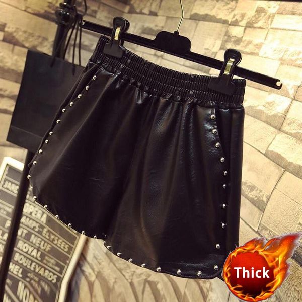 women's shorts elastic high waist wide leg pockets biker femme autumn winter pu leather women loose casual ladies rivet, White;black
women's shorts elastic high waist wide leg pockets biker femme autumn winter pu leather women loose casual ladies rivet, White;black