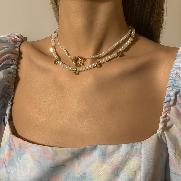 chains vintage imitation pearl choker necklace for women charm white beaded necklaces 2021 trend elegant wedding jewelry 2pcs/set, Silver
chains vintage imitation pearl choker necklace for women charm white beaded necklaces 2021 trend elegant wedding jewelry 2pcs/set, Silver
