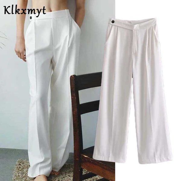 klkxmyt za pants women fashion solid color wide leg female chic side pockets zipper casual woman slim long trousers 210527, Black;white
klkxmyt za pants women fashion solid color wide leg female chic side pockets zipper casual woman slim long trousers 210527, Black;white