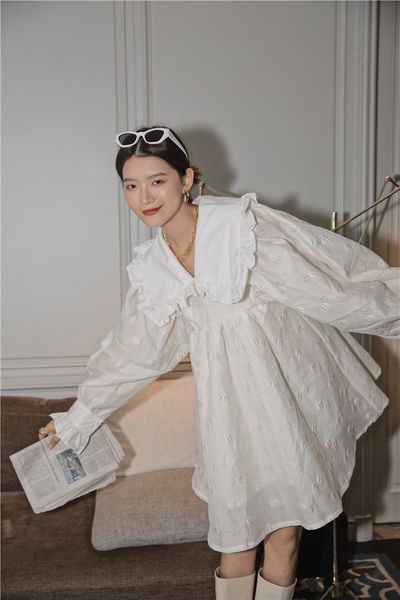 2021 new japan style jacquard long women white peter pan collar lantern sleeve a line loose designer autumn siwd, Black;gray
2021 new japan style jacquard long women white peter pan collar lantern sleeve a line loose designer autumn siwd, Black;gray